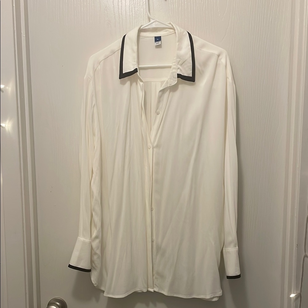 Old Navy White Shirt with Black Accents